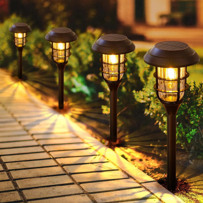 Solcells-LED-lampa för trädgården med modern randig design för utomhusbruk