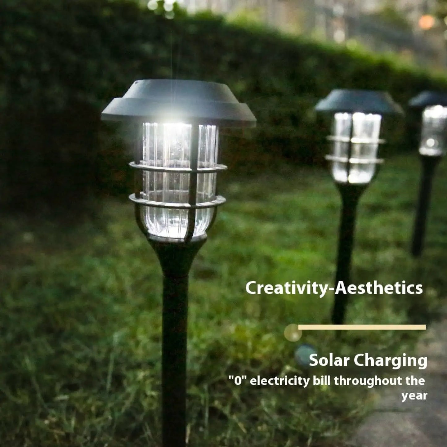 Solcells-LED-lampa för trädgården med modern randig design för utomhusbruk