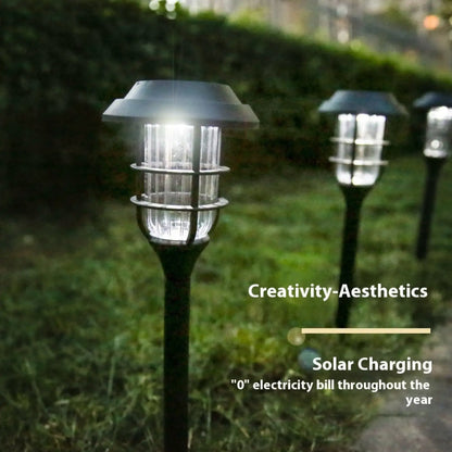 Solcells-LED-lampa för trädgården med modern randig design för utomhusbruk
