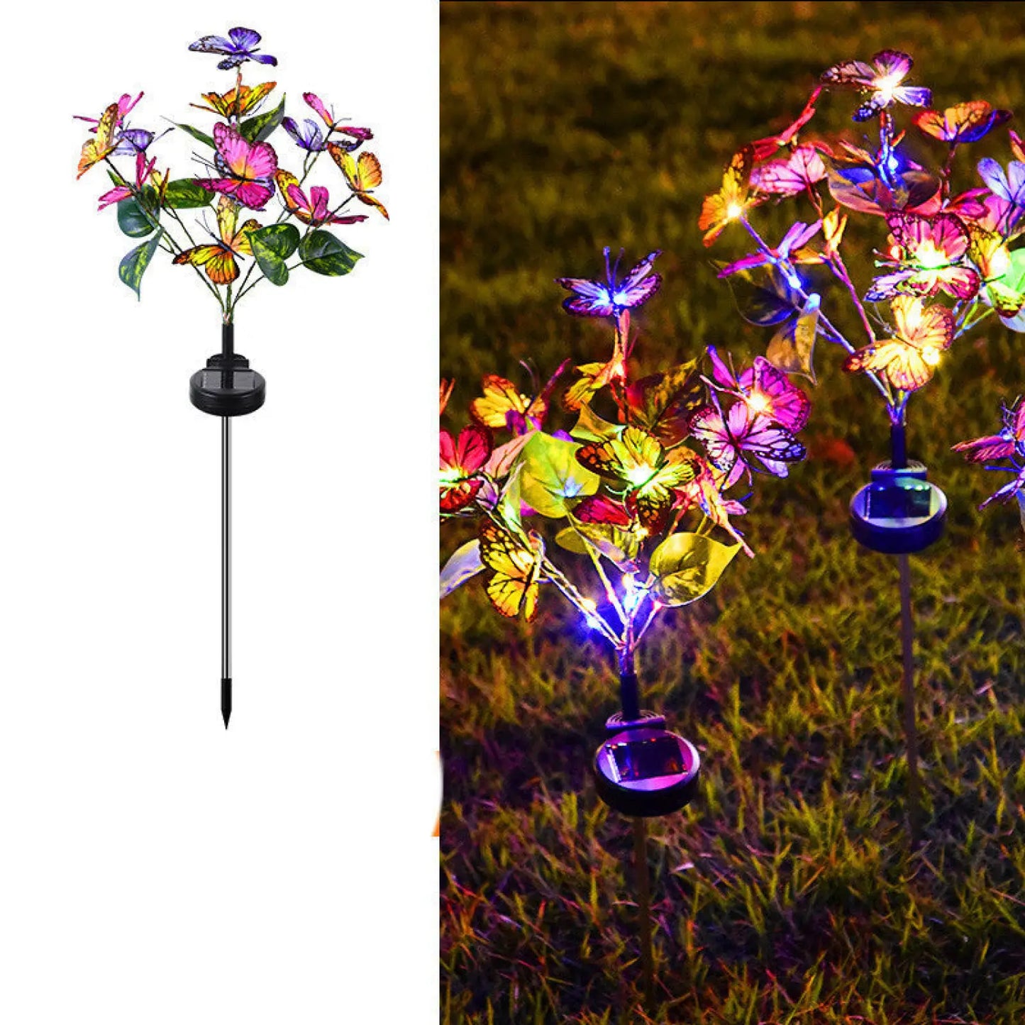 Solcells-LED-lampa för utomhus trädgård och innergård med fjärilsdesign