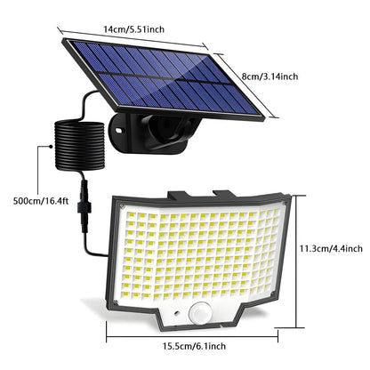 Solcellslampa utomhus LED rörelsesensor vägglampa med 3 lägen & IP65 vattentät