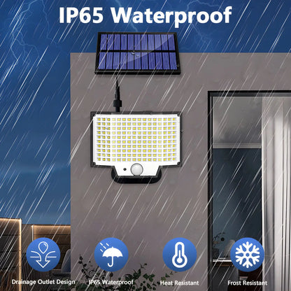 Solcellslampa utomhus LED rörelsesensor vägglampa med 3 lägen & IP65 vattentät