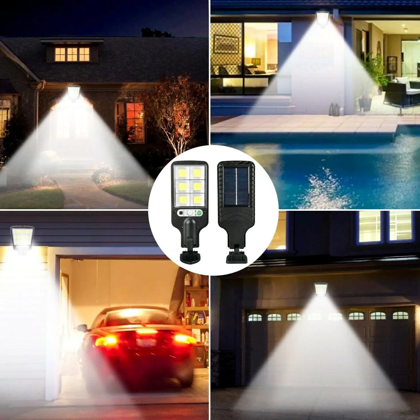Solcellsdriven utomhusbelysning med PIR-rörelsesensor, 72-LED & väderbeständig