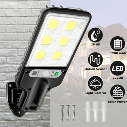 Solcellsdriven utomhusbelysning med PIR-rörelsesensor, 72-LED & väderbeständig
