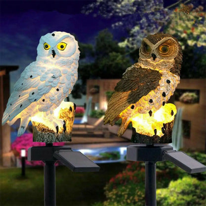 Solcellsdriven uggla LED-lampa för gångvägar, harts utomhusdekoration