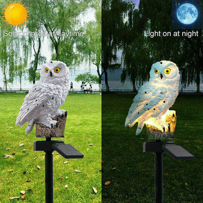 Solcellsdriven uggla LED-lampa för gångvägar, harts utomhusdekoration