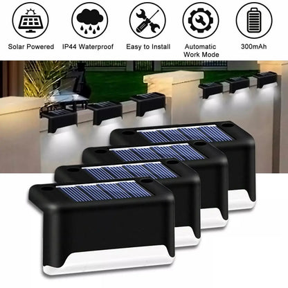 Solstegsljussats om 4 med varm LED och väderbeständig design