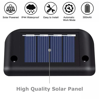 Solstegsljussats om 4 med varm LED och väderbeständig design