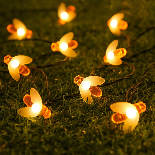 Solcellsslinga LED-lampor med bidesign för trädgård, fest och helgdekoration