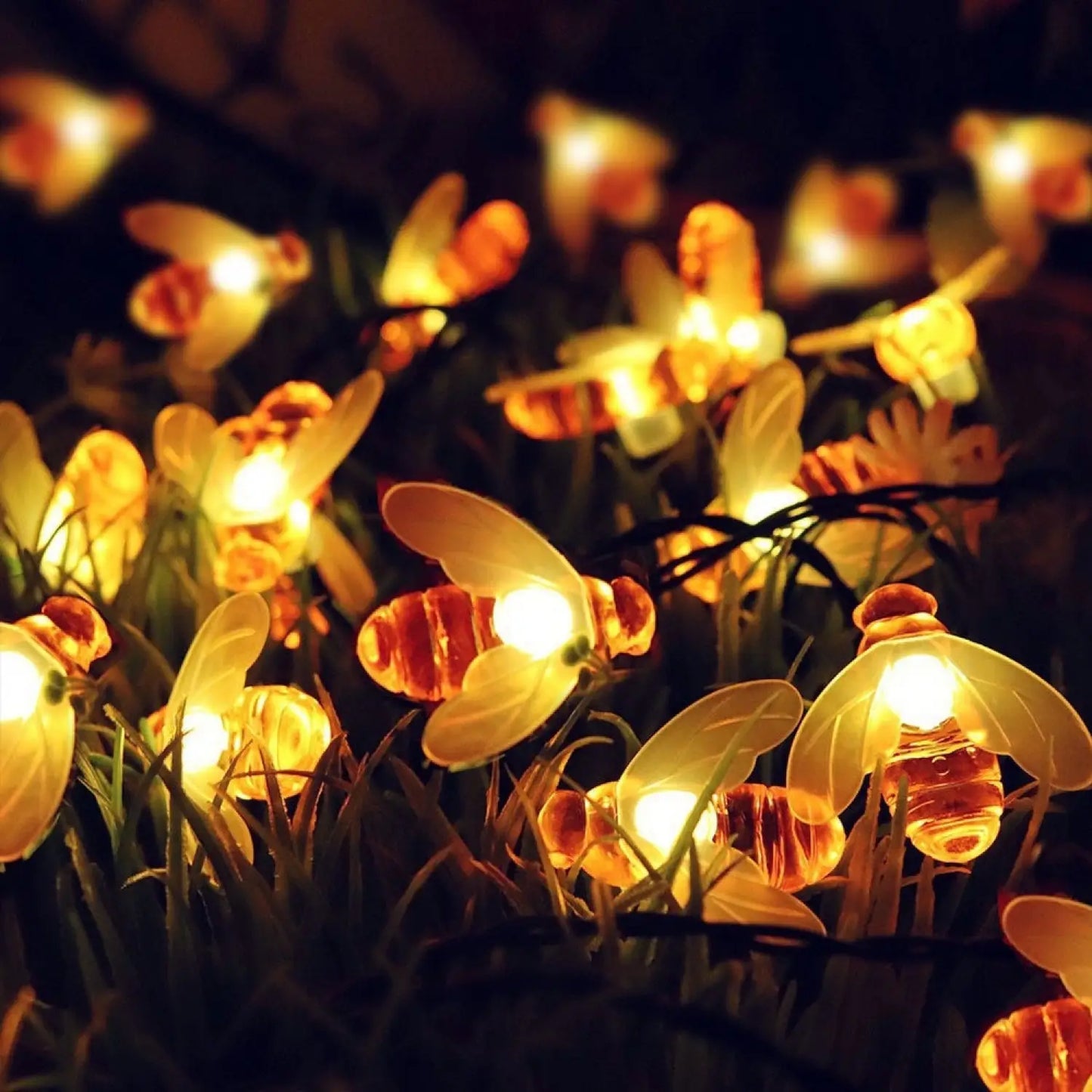 Solcellsslinga LED-lampor med bidesign för trädgård, fest och helgdekoration