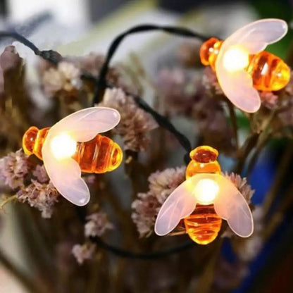 Solcellsslinga LED-lampor med bidesign för trädgård, fest och helgdekoration