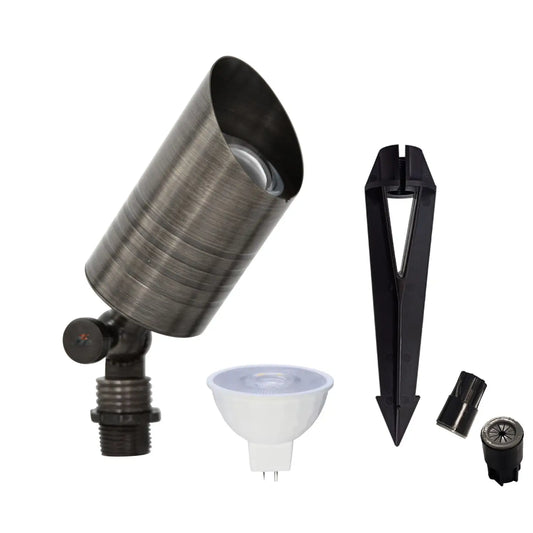 Justerbara utomhusspotlights i massivt mässing med 5 LED-lampor