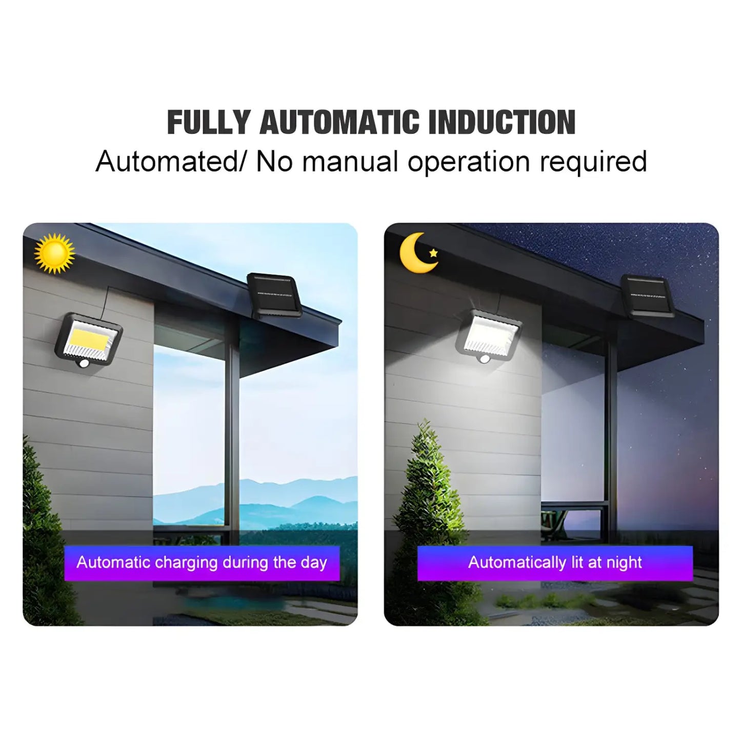 Delad LED-solar vägglampa med rörelsesensor och fjärrkontroll för utomhusbruk