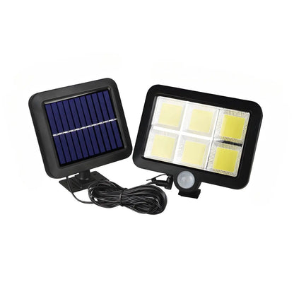 Delad LED-solar vägglampa med rörelsesensor och fjärrkontroll för utomhusbruk