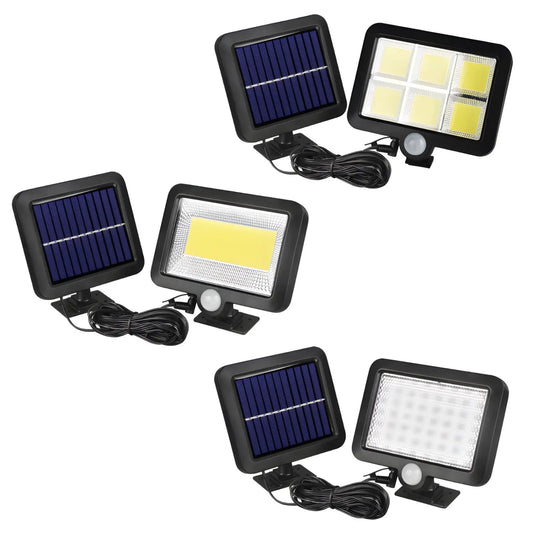 Delad LED-solar vägglampa med rörelsesensor och fjärrkontroll för utomhusbruk
