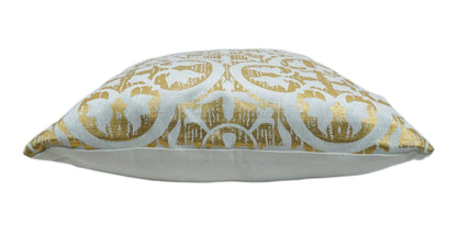 Square Geometric Printed Modern Contemporary Accent Gold and White Pillow Cover | PL08