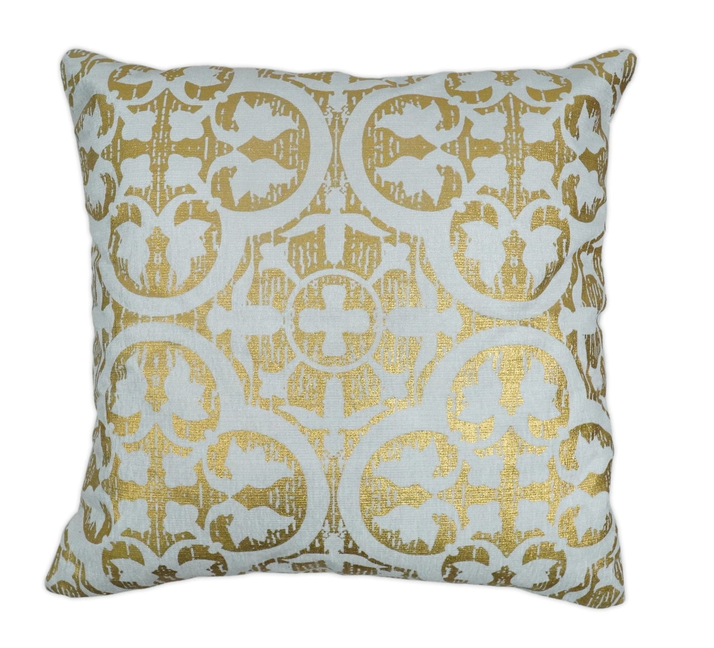 Square Geometric Printed Modern Contemporary Accent Gold and White Pillow Cover | PL08