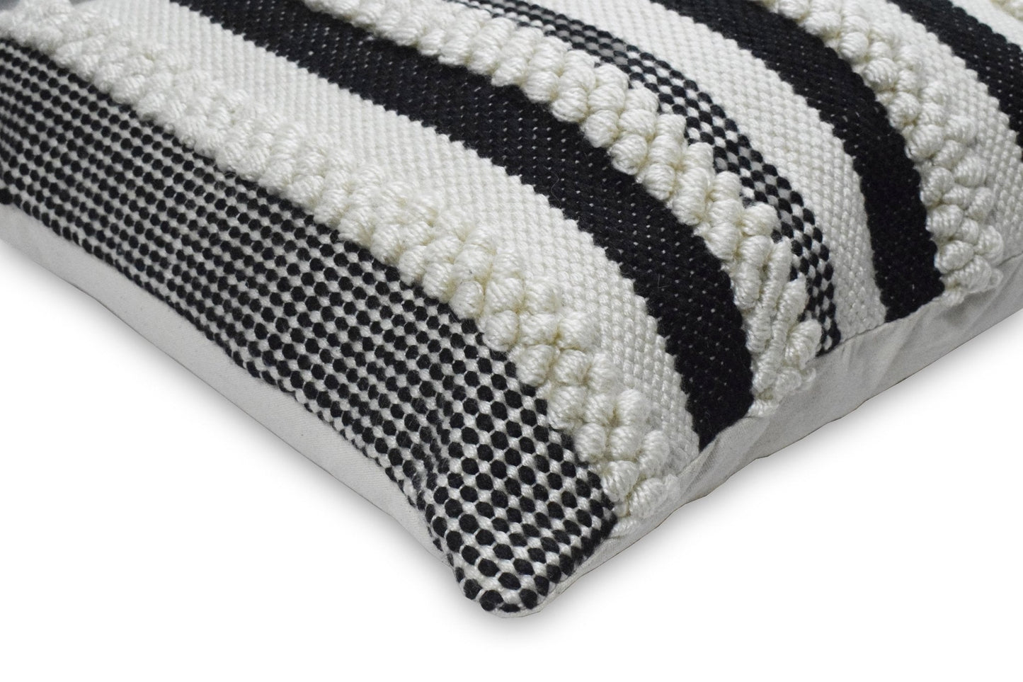Square Outdoor and Indoor Safe Black and White Striped Pillow
