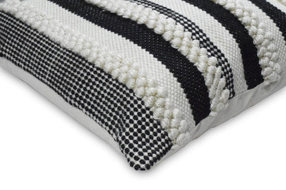 Square Outdoor and Indoor Safe Black and White Striped Pillow