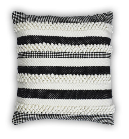Square Outdoor and Indoor Safe Black and White Striped Pillow