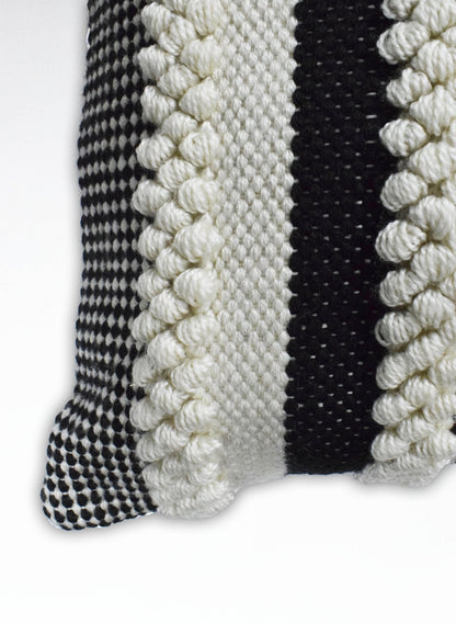 Square Outdoor and Indoor Safe Black and White Striped Pillow