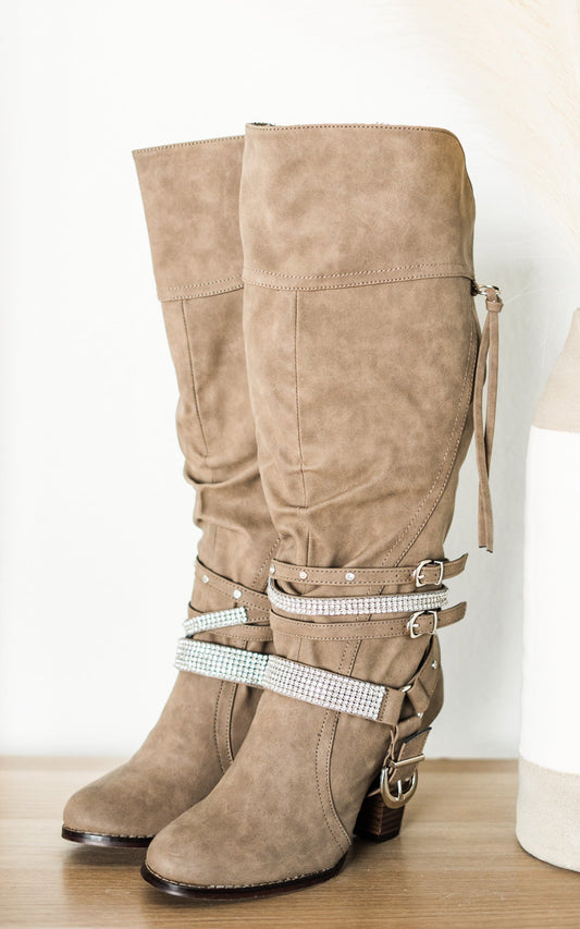 Kozaki Stacey w kolorze taupe