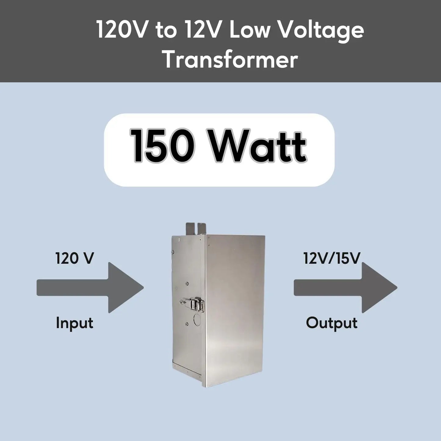 Transformator i rostfritt stål| 120V till Multi-Tap 12V/13V eller 12V/15V AC