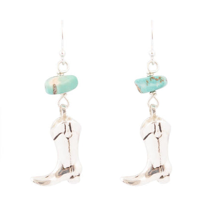 Sterling Silver Boot Charm and Blue Turquoise Earrings