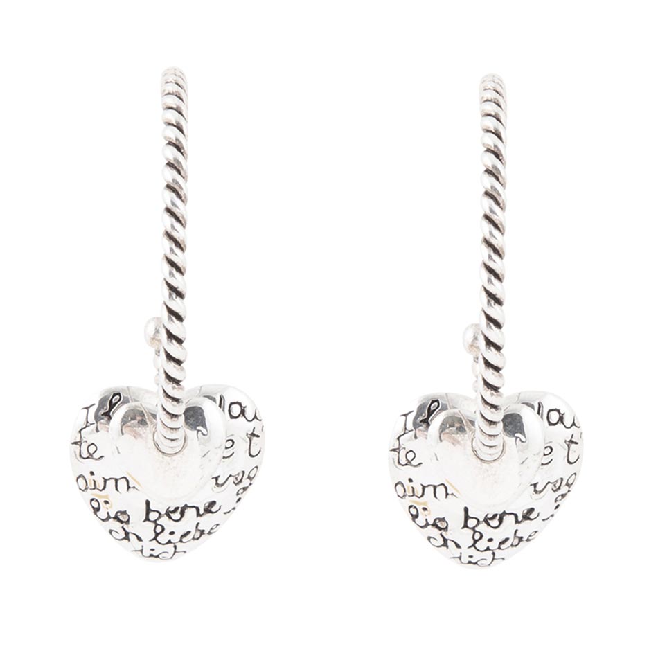 Orecchini a cerchio con cuore inciso in argento sterling