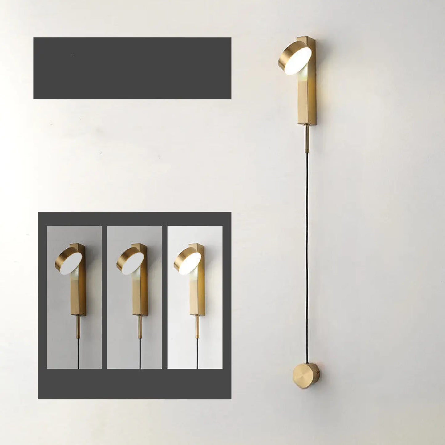 Stilren vägglampa för sovrum med LED roterande design
