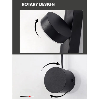 Stilren vägglampa för sovrum med LED roterande design
