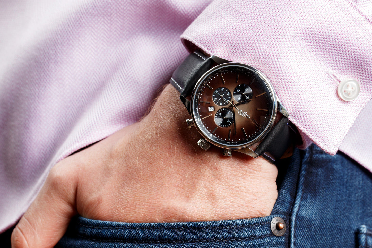 Brązowy Retro Chronograf