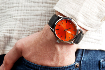 Pomarańczowy zegarek Sunburst