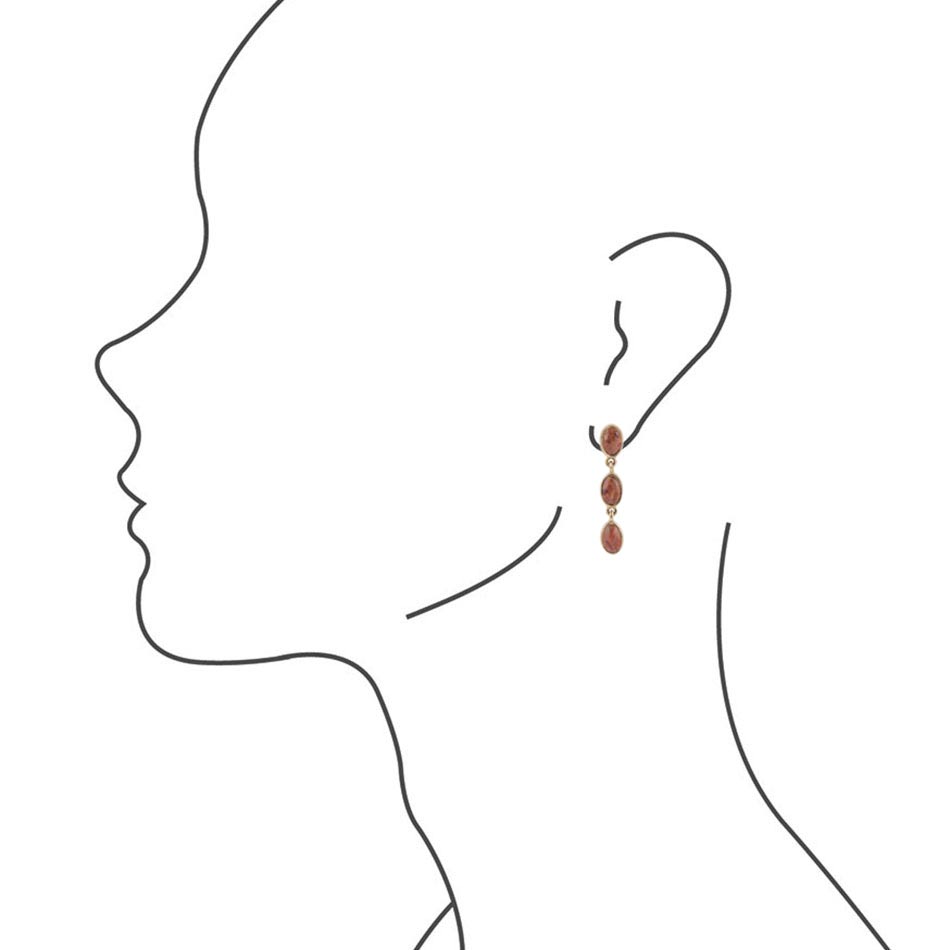 Orecchini a goccia dorata con corallo spugna arancione triplo