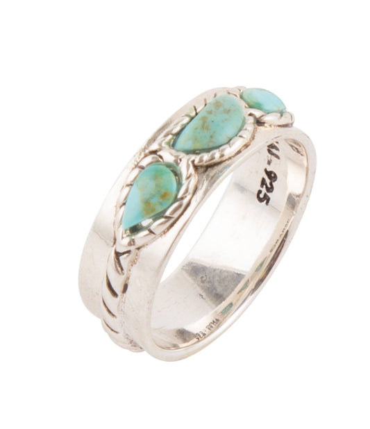 Trippelsten Enkelhet Blå Turkos och Sterlingsilver Ring