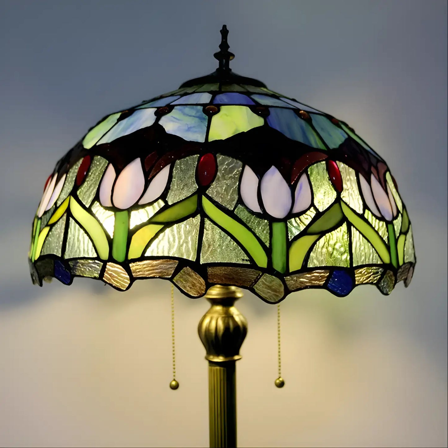Tulip Tiffany-lampa i glasmosaik - Golvlampa