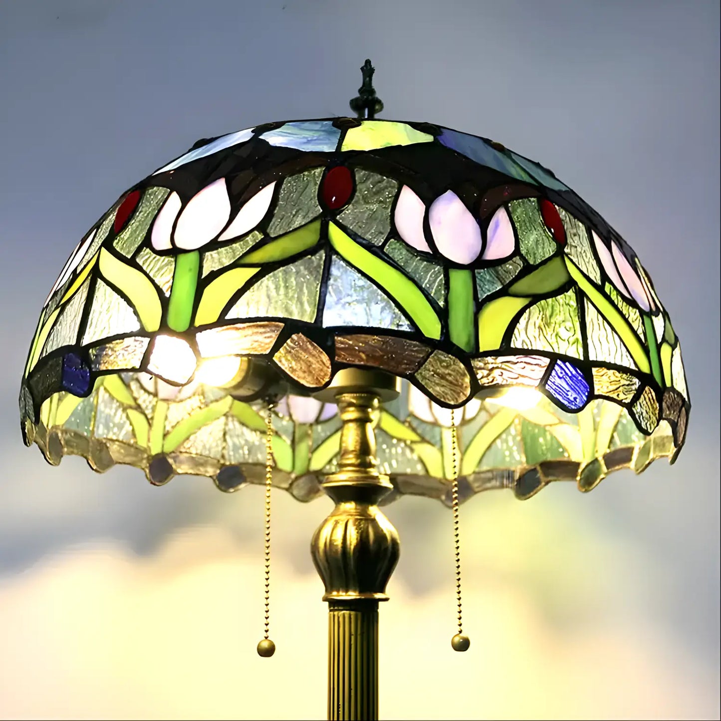 Tulip Tiffany-lampa i glasmosaik - Golvlampa
