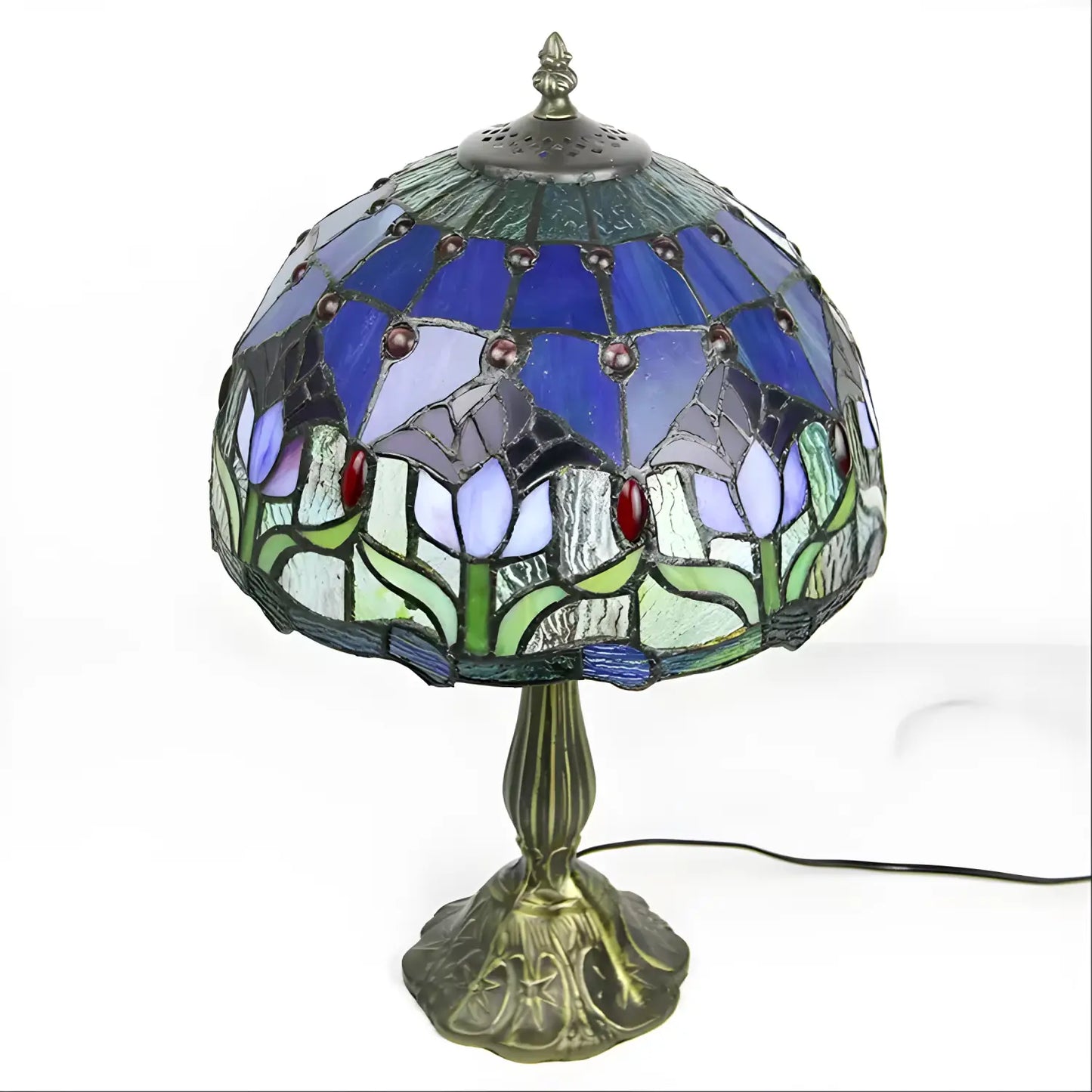 Mini Tiffany-lampa med tulpanformad glasdesign
