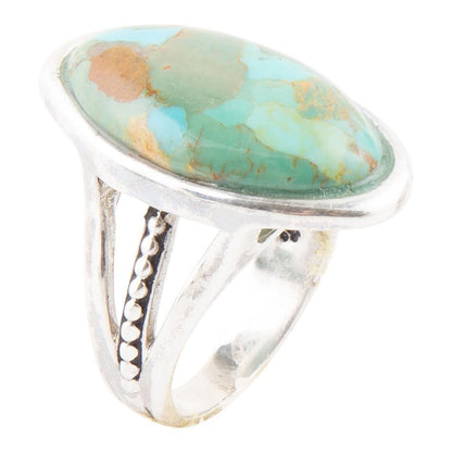 Blauwe Turkoois en sterling zilveren ovale ring