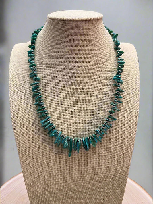 Türkis mit 3 mm Sterlingsilber-Perlen - 18 Zoll