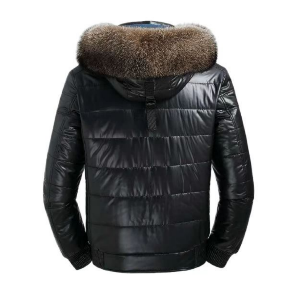 Jacke mit echtem Pelzbesatz und Kamelhaareinlage