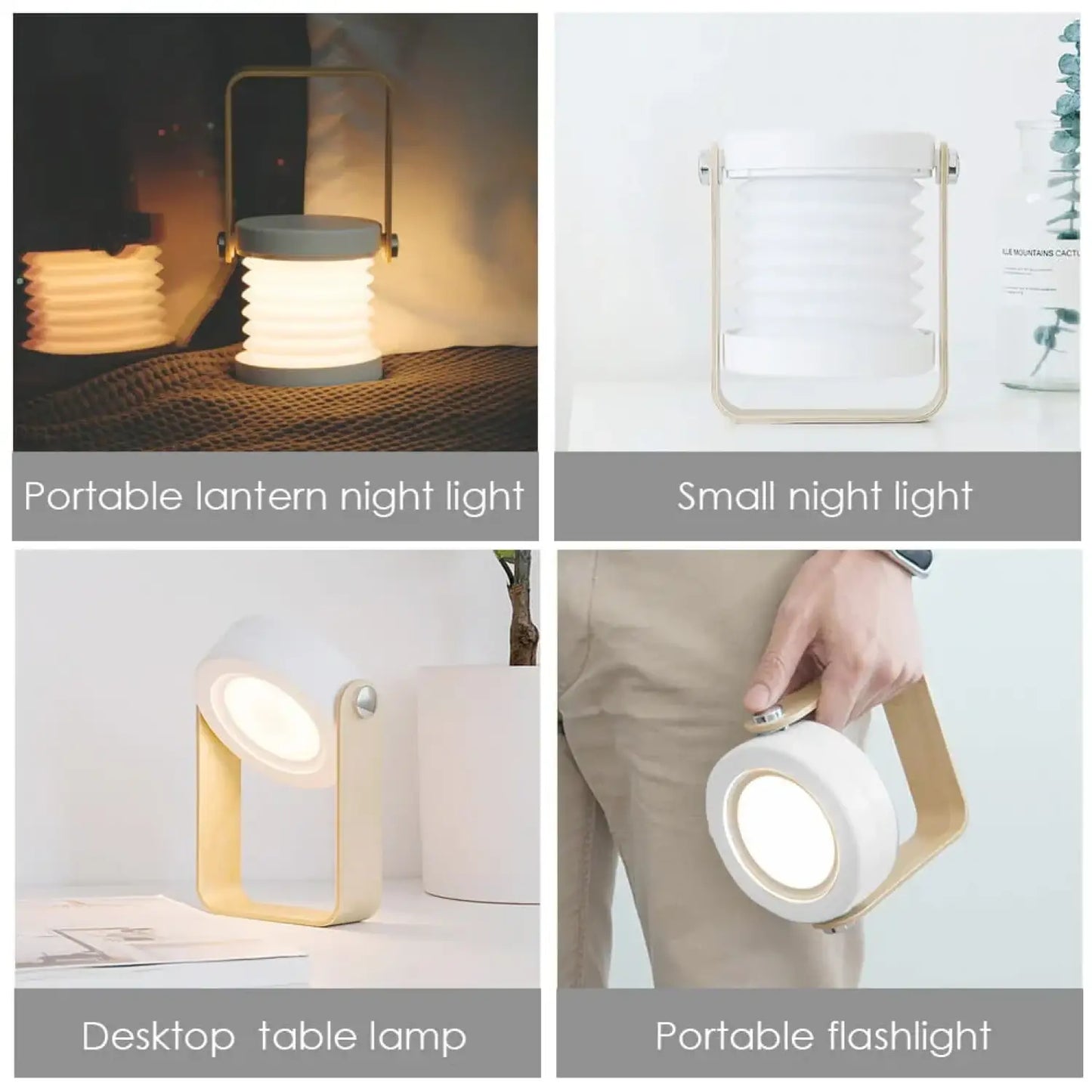USB-uppladdningsbar och bärbar lampa med vikbar LED-ljusfunktion