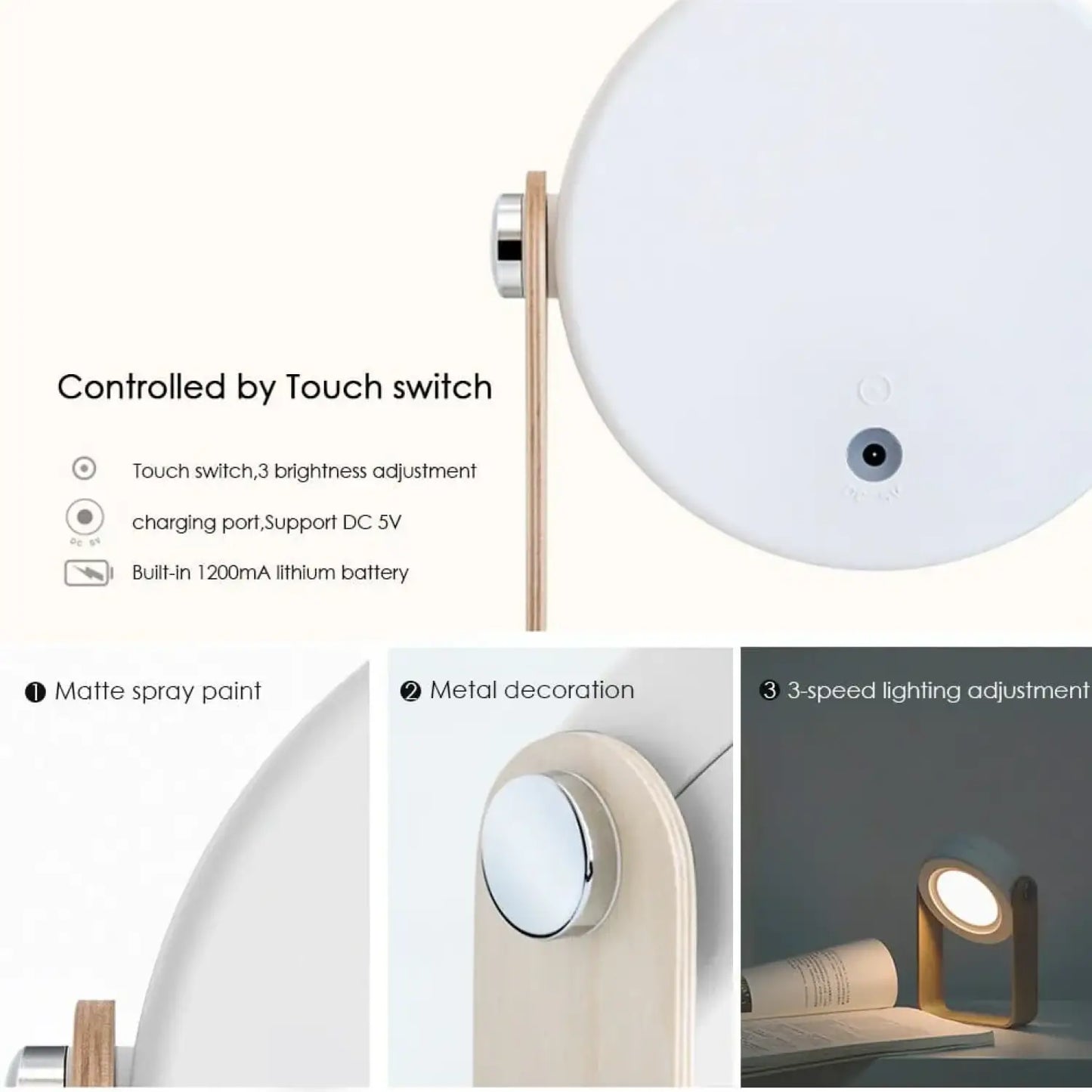 USB-uppladdningsbar och bärbar lampa med vikbar LED-ljusfunktion