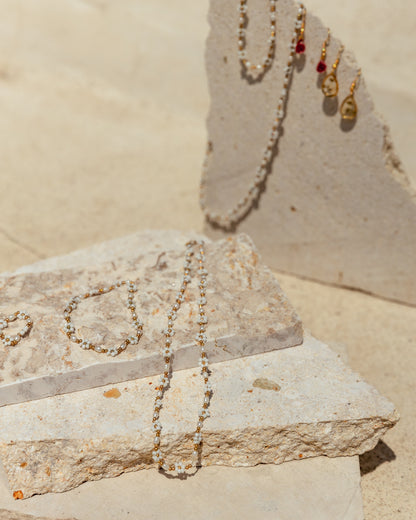 Freshwater Pearl and Flower Beaded Bracelet
