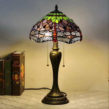 Vintage Tiffany-lampa med trollsländeglasarbete