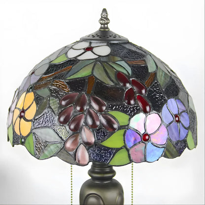 Äkta Tiffany-lampa med vintage druvglasarbete