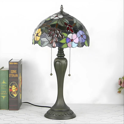Äkta Tiffany-lampa med vintage druvglasarbete