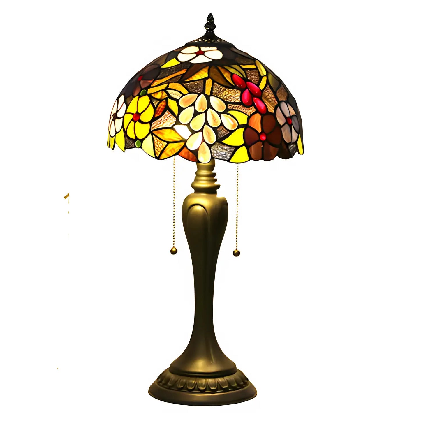 Äkta Tiffany-lampa med vintage druvglasarbete