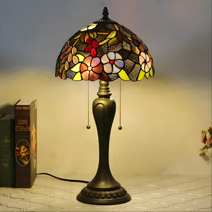 Äkta Tiffany-lampa med vintage druvglasarbete
