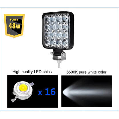 Vattentät LED-strålkastare - 48W IP68-klassad 6000K 9-36V